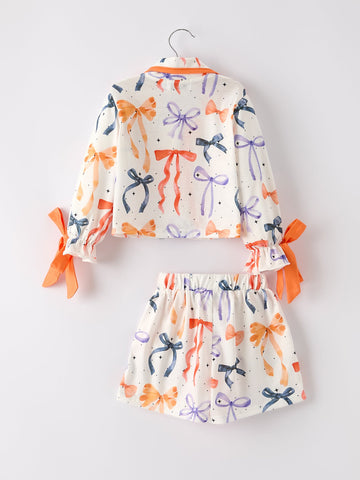 Halloween Mommy and Me Bow Print Pajama Set