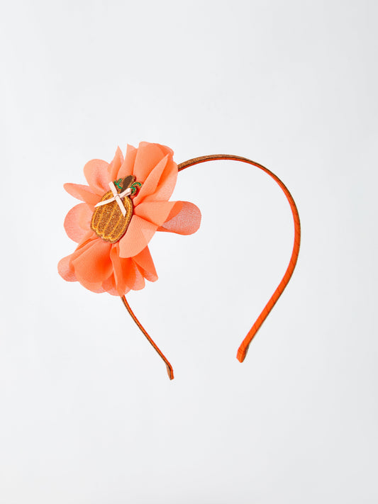 Halloween Pumpkin Floral Girls Headband -