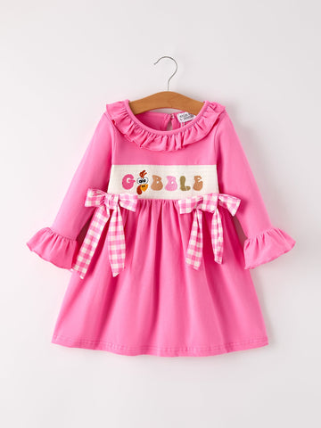 Fall Thanksgiving& Halloween "GOBBLE" Smock Embroidery Baby Girl Dress