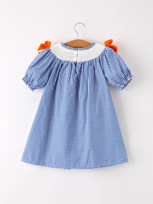 Fall Thanksgiving & Halloween Truck Smock Embroidery Baby Girl Dress -