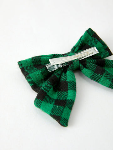 Winter Christmas Plaid Bow Hair Clip