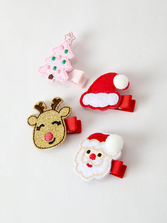 Winter Christmas Girls Hair Clips 1.8 Inch -