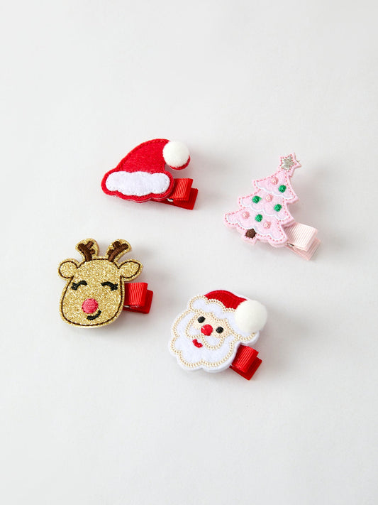 Winter Christmas Girls Hair Clips 1.8 Inch -