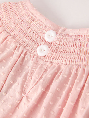 Autumn Halloween Light Pink Ghost Embroidery Smock Floral Girls Romper