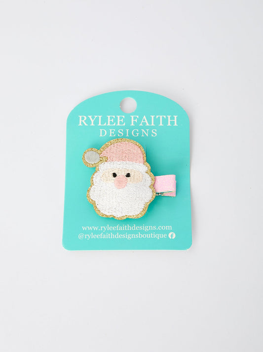 Christmas Pink Santa Girls 2-inch Hair Clip– Pink Girls' Hair Accessory -
