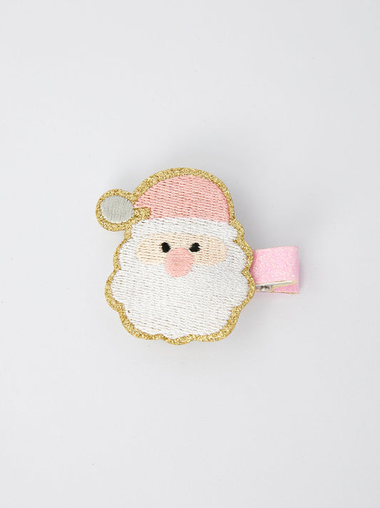 Christmas Pink Santa Girls 2-inch Hair Clip– Pink Girls' Hair Accessory -