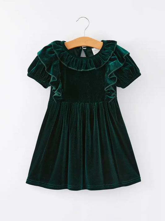 Autumn Velvet Girls Dress-Multiple colors available - Green