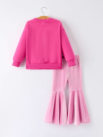 Toddler Girls Christmas Outfit – Pink Merry Bright Top and Bell Pants -