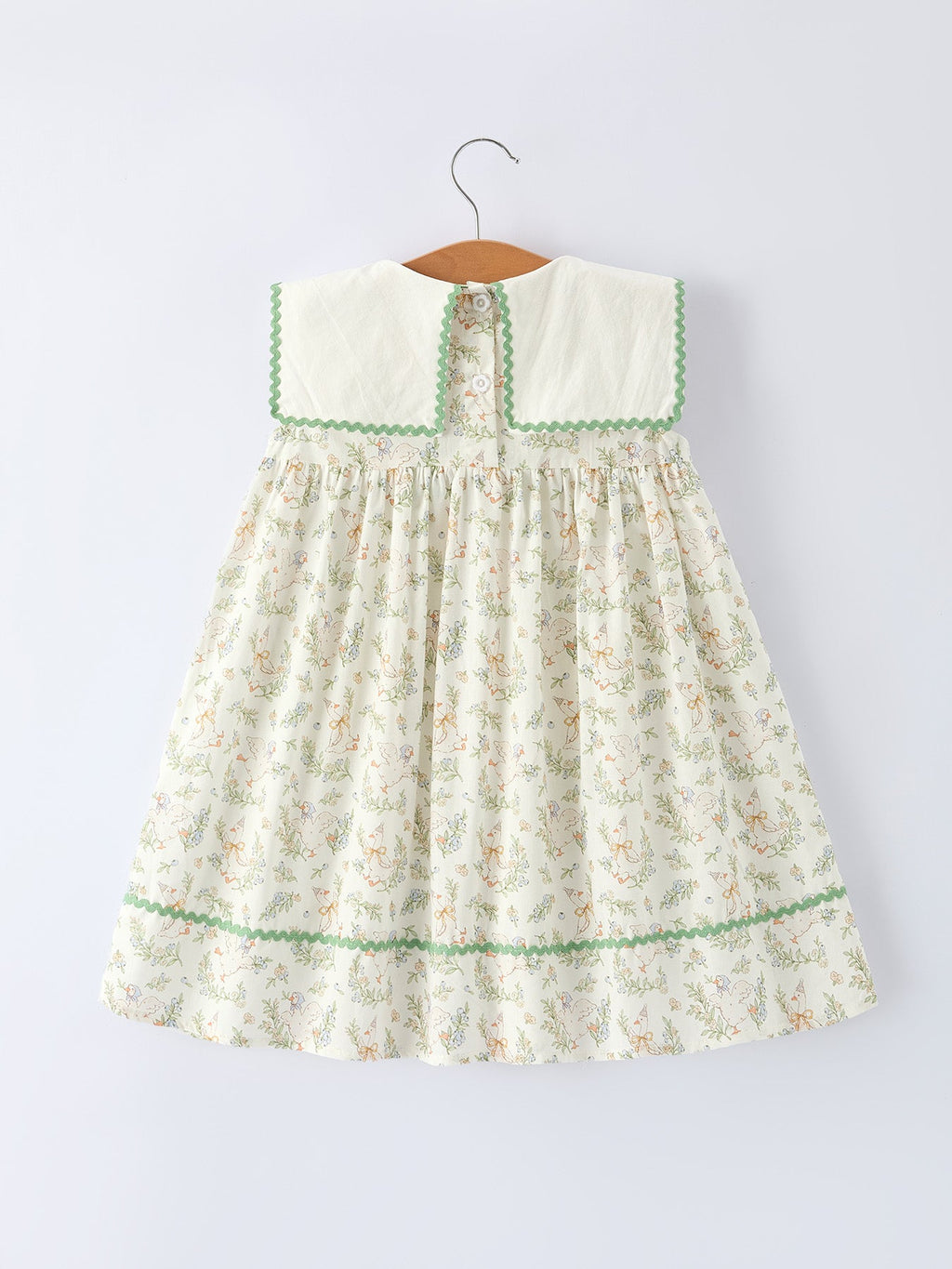 Vintage Floral Duck Embroidery Spring Girl Dress -