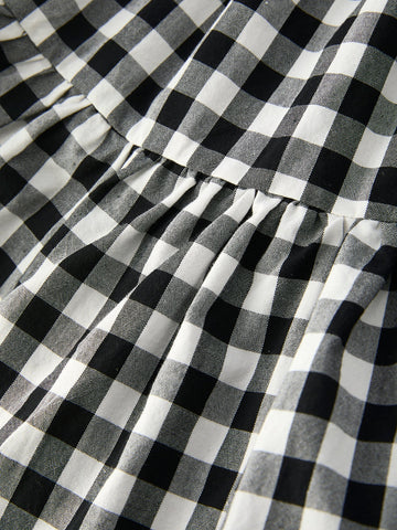 Mommy & Me Plaid Girl Smocked Ruffle Dress