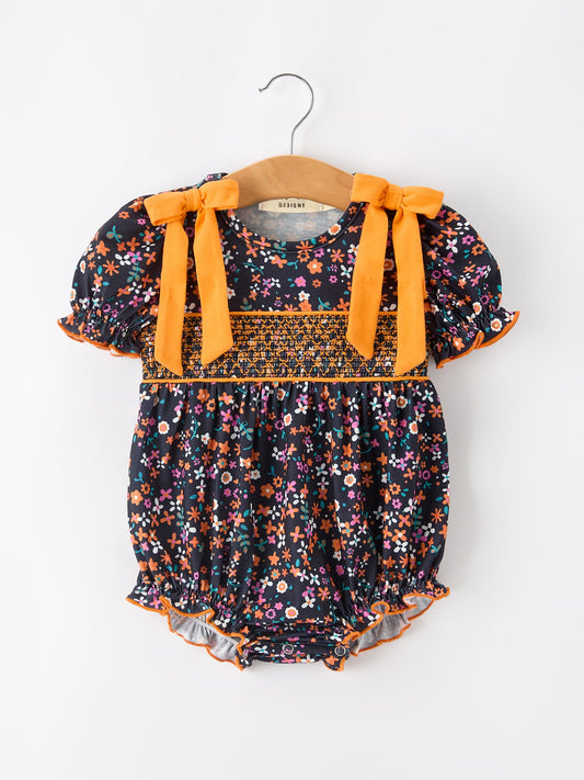 Fall Orange Floral Baby Bubble -