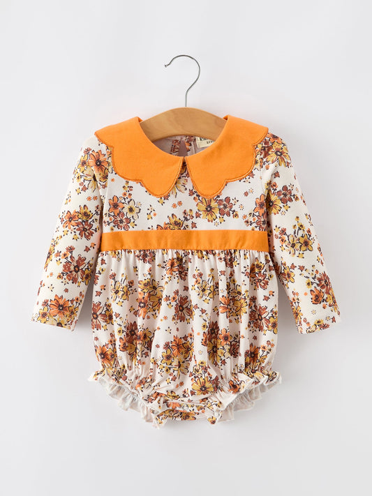 Fall Orange Floral Baby Bubble Petals Collar -
