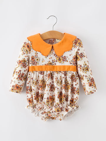 Fall Orange Floral Baby Bubble Petals Collar