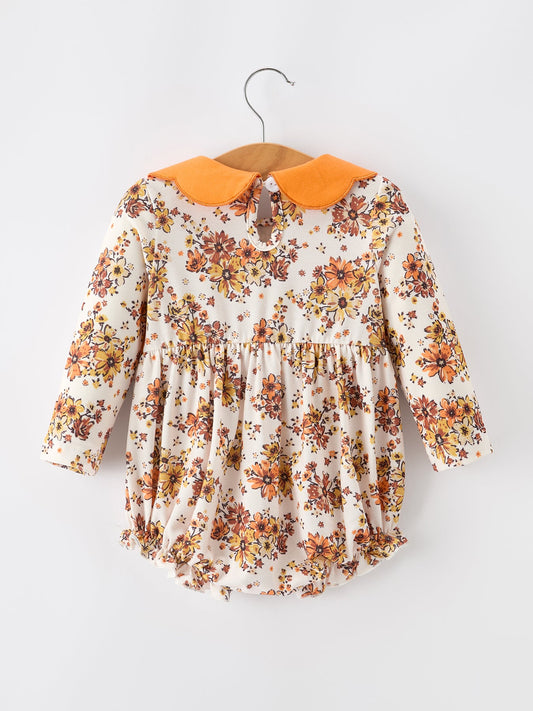 Fall Orange Floral Baby Bubble Petals Collar -