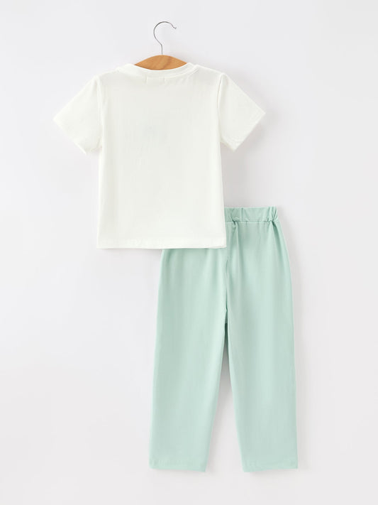 Western Horse Embroidery Boys Set T Shirt Pants Outfit -