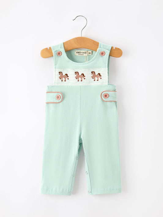 Western Horse Embroidery Boys Jonjon Sleeveless Romper -