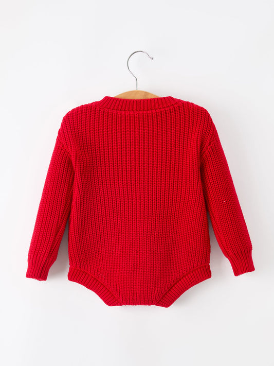 Christmas Candy Cane Merry Knit Baby Romper -