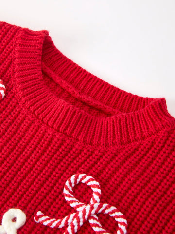 Christmas Candy Cane Merry Knit Baby Romper