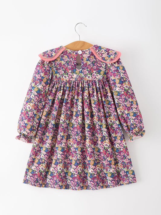 Pink Floral Petals Collar Girl Dress -