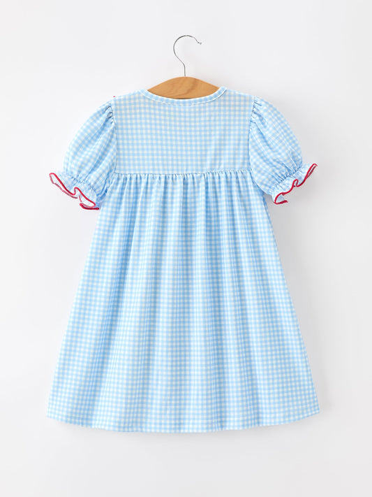 Christmas Santa Bow Plaid Girls Dress -