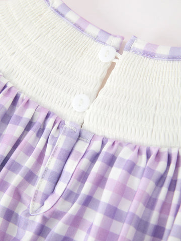 Halloween Ghost Plaid Bow Scallop Girls Dress