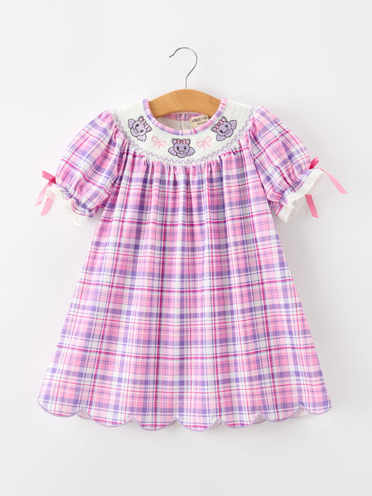 Halloween Plaid Bat Smocked Girls Dress -