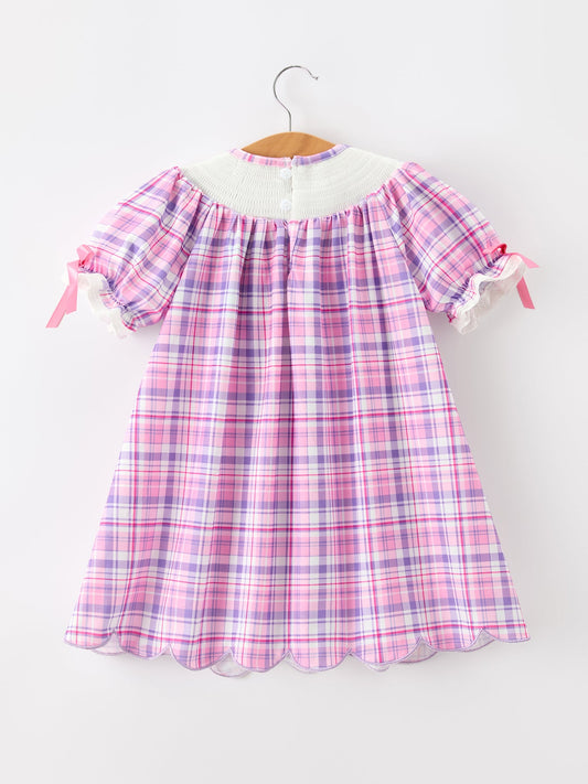 Halloween Plaid Bat Smocked Girls Dress -