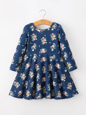 Fall Floral Girls Long Sleeve Dress