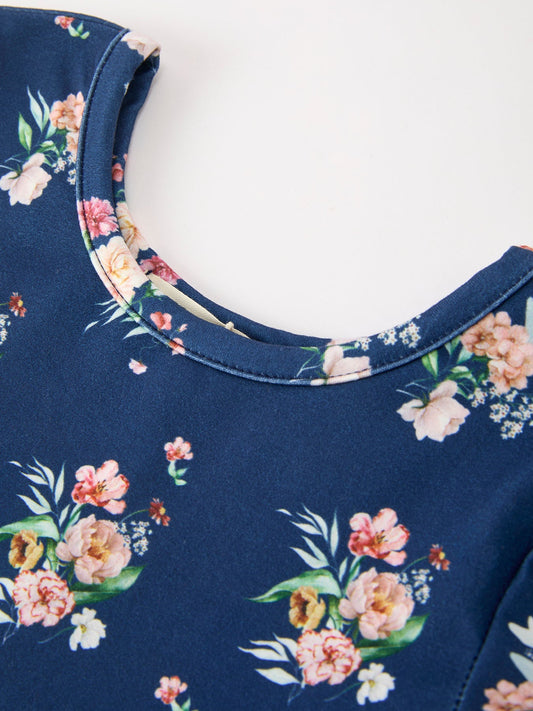 Fall Floral Girls Long Sleeve Dress -