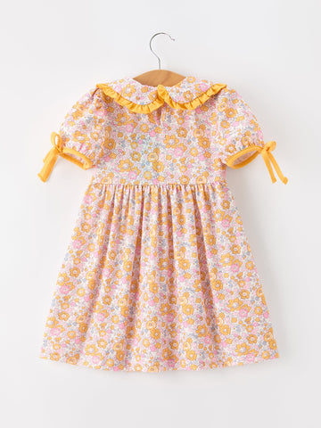 Halloween Pumpkin Floral Girls Dress