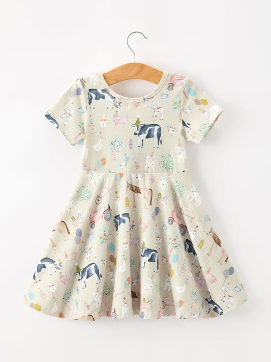 Farm Animal Birthday Twirl Girls Dress -
