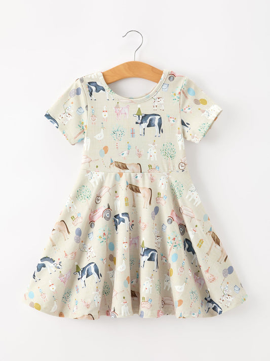 Farm Animal Birthday Twirl Girls Dress -