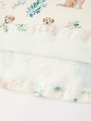 Puppy Floral Twirl Girls Dress