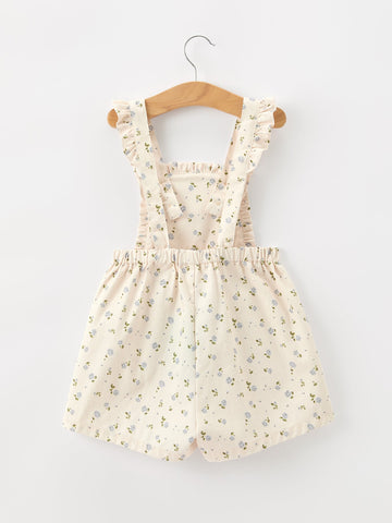 Girls Blue Floral Print Wide Leg Jumpsuit