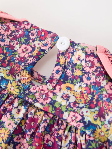 Pink Floral Petals Collar Girl Dress