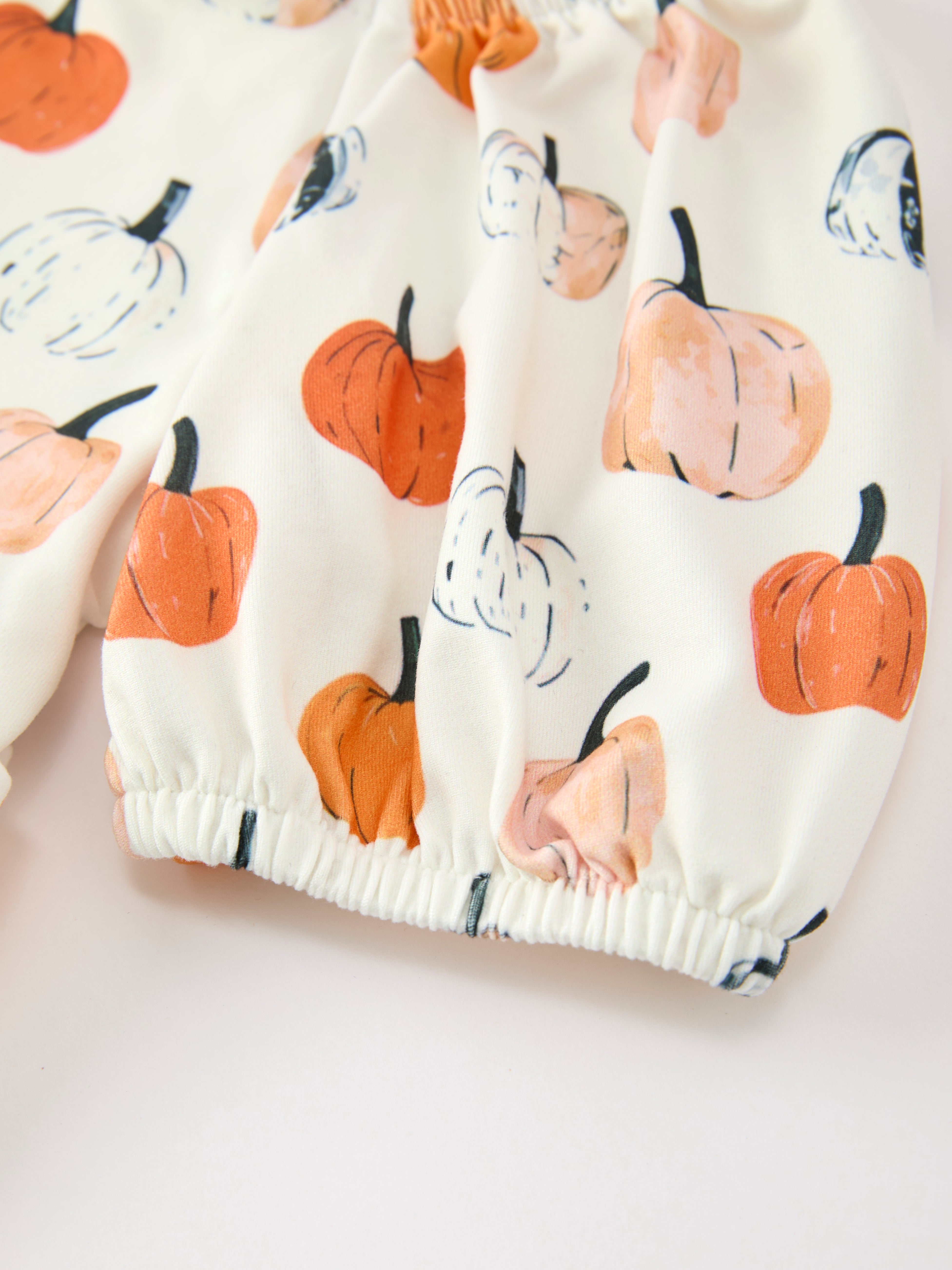 Fall Pumpkin Puff Sleeve Girls Dress