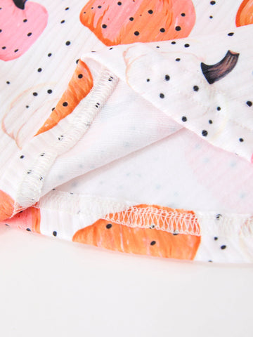 Fall Pumpkin Print Girls Twirl Dress Long Sleeve