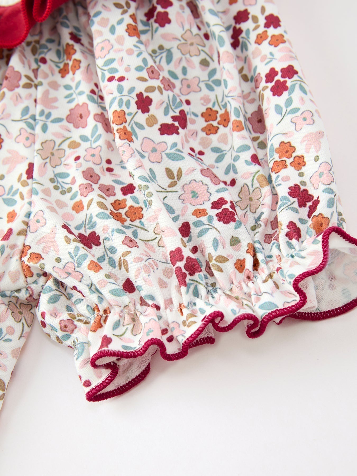 Fall Pumpkin Embroidery Girls Dress Floral Ruffle Collar Dress -