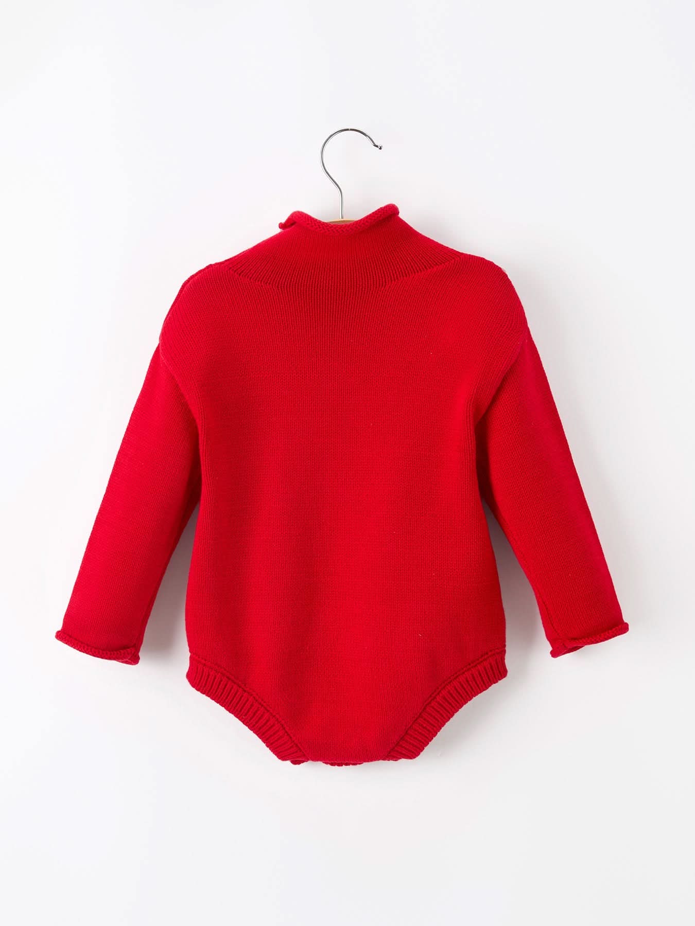 Baby Girls Christmas Red Knit Tree Appliqué Romper -