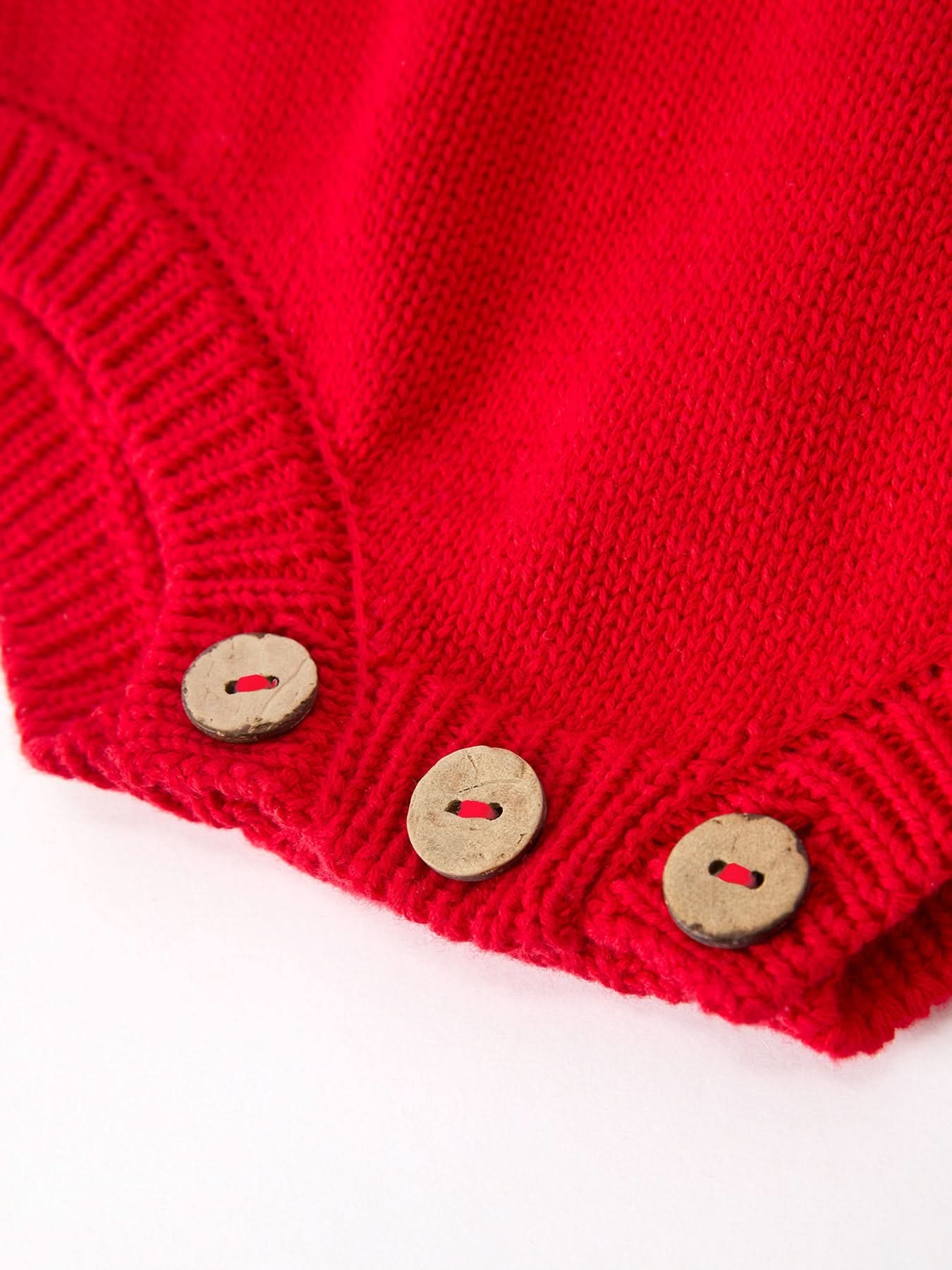 Baby Girls Christmas Red Knit Tree Appliqué Romper -