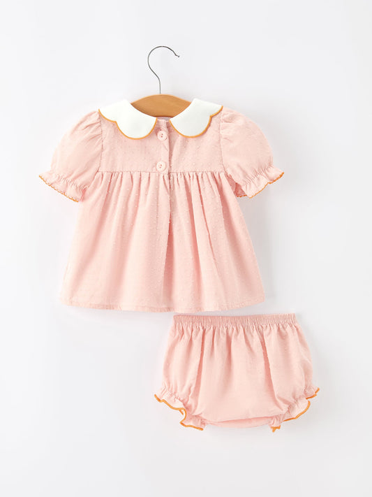 Halloween Pumpkin Embroidered Girls Bloomer Set -
