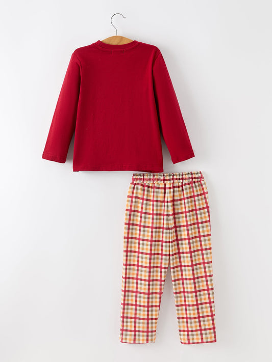 Boy Thanksgiving Pumpkin Turkey Maple Leaf Outfit Set -