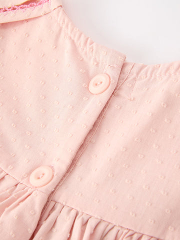 Fall Baby Girl Pink Floral Embroidered Peter Pan Collar Dress