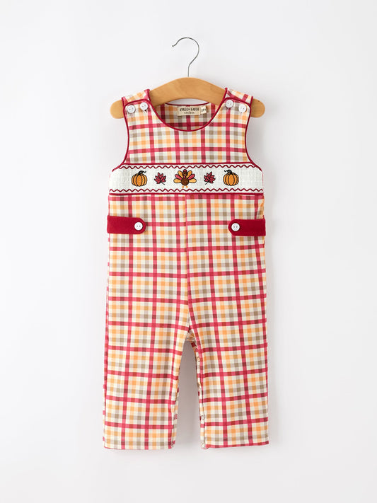Boy Thanksgiving Pumpkin Turkey Maple Leaf Plaid Jonjon -