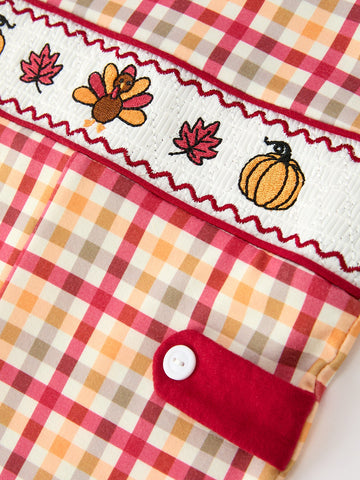 Boy Thanksgiving Pumpkin Turkey Maple Leaf Plaid Jonjon