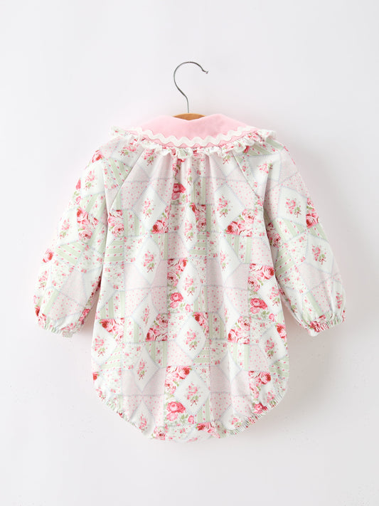 Fall Girls Floral Lace Collar Ruffle Romper Long-sleeved -