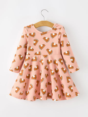 Girls Thanksgiving Pumpkin Pie Dress Fall Twirl Dress