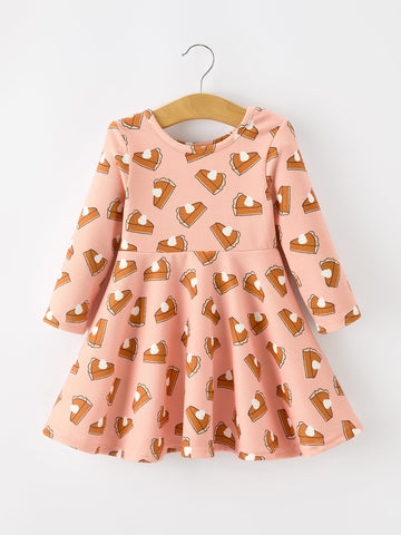 Girls Thanksgiving Pumpkin Pie Dress Fall Twirl Dress