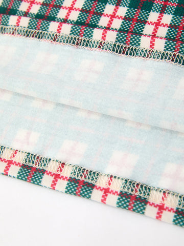 Baby Girl Christmas Plaid Embroidered Dress Wreath Collar