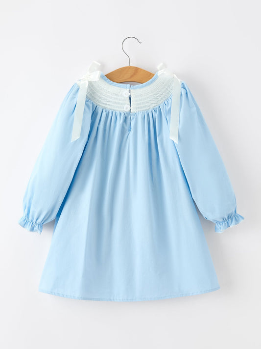 Christmas Nativity Smocked Long Sleeve Girls Dress -